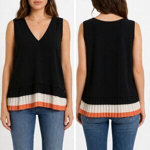 Altuzarra “Rosewood” Top- Black Sleeveless Top w/ Colorful Hem
